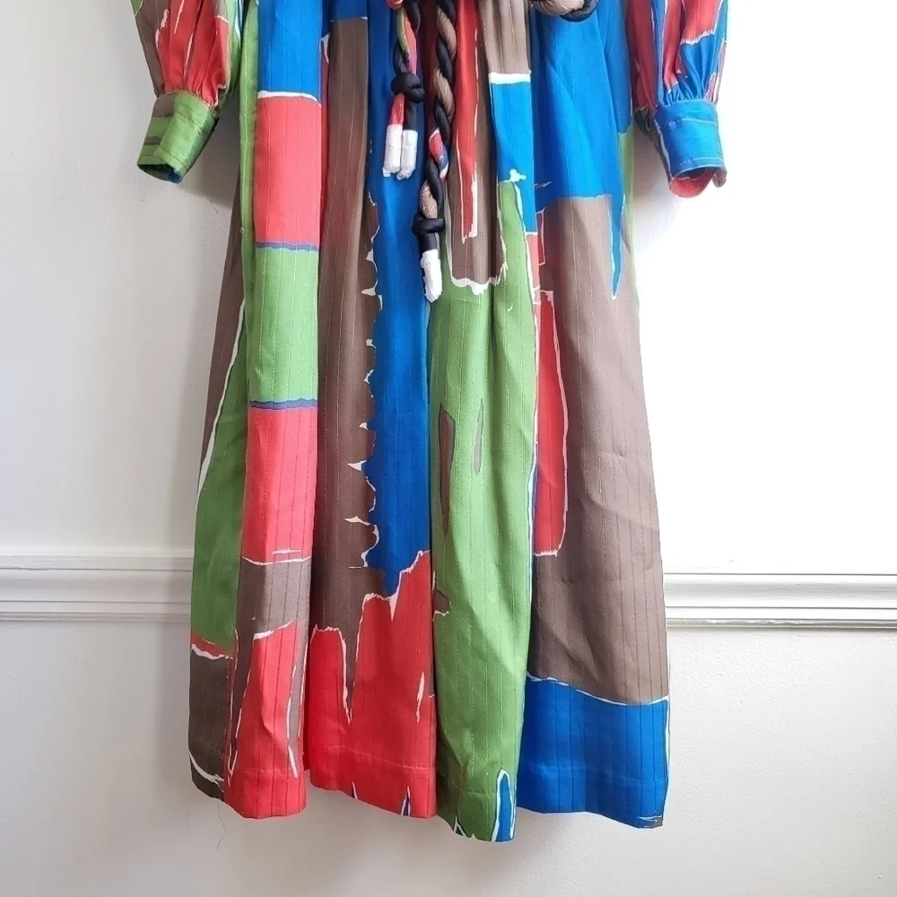 New Tory Burch Tie Waist Painted Geo SS20 Runway Dress NWT Size 2